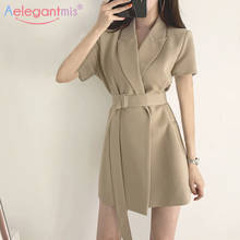 Aelegantmis Korean Casual Office Lady Blazer Dress with Belt Women Spring Summer Sashes Blazer Jacket Female Elegant Mini Dress 2024 - buy cheap