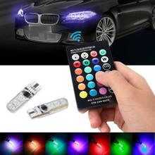 100 комплектов RGB T10 W5W светодиодный 194 168 W5W 5050 SMD автомобильный купольный светильник для чтения автомобильная лампа с клиновидным цоколем RGB светодиодный ная лампа с пультом дистанционного управления 2024 - купить недорого