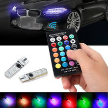 100 Sets RGB T10 W5W Led 194 168 W5W 5050 SMD Car Dome Reading Light Automobiles Wedge Lamp RGB LED Bulb With Remote Controller 2024 - buy cheap