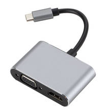 Многопортовый адаптер USB 3,1 Type-C на VGA, USB C на HDMI, 4K, конвертер UHD портов, концентратор, адаптер для зарядки 2024 - купить недорого