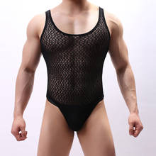 Men Sexy Mesh Bodysuit Wrestling Singlet Fetish Gay Male Jockstrap Underwear Erotic Lingerie Fitness Suit See Through Jumpsuits 2024 - buy cheap