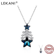 Lekani colar feminino de árvore de natal, colar para mulheres 925 prata esterlina colorida estrela austríaca com pingente de cristal, joias finas para presente 2024 - compre barato