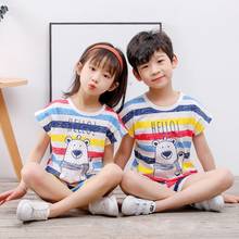 Conjunto de pijama para crianças, roupa de verão para meninos e meninas, roupa de dormir de manga curta 2024 - compre barato
