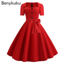 Elegant Retro Vintage 50s 60s Robe Rockabilly Swing Pinup Dresses 2021 Women Clothes Summer Casual Plus Size Red Party Vestidos 2024 - buy cheap