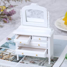 1:12 Dollhouse Miniature White Wooden Makeup Dressing Table Cabinet Wardrobe Bedroom Furniture 2024 - buy cheap