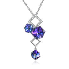 Silverhoo 925 prata esterlina pingente colares feminino rhombus simplicidade áustria cristal e zircônia cúbica colar jóias finas 2024 - compre barato