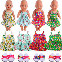 Vestido de decoração com laço e cintura, fofo, pequeno, boneco americano, meninas, 43 cm, itens de recém-nascido, nossa geração 2024 - compre barato