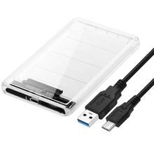 Carcasa portátil de 2,5 pulgadas SATA a USB 3,1 Gen 2 tipo C HDD SSD, carcasa dura externa de disco, caja transparente para móvil 2024 - compra barato