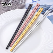 stainless steel chopsticks 18/10 Korean chopsitcks Set Rose Gold flat Chop Sticks Japanese Black sushi chop stick set 2024 - buy cheap
