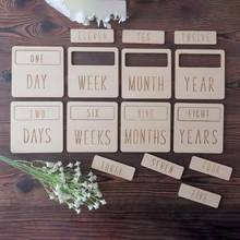 1 Set Newborn Milestone Blocks Wooden Commemorative Baby Birth Monthly Recording Cards Infant Photography Props Shower G99C 2024 - buy cheap