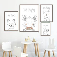 Fox Mouse Bear Rabbit Quotes Nordic Posters And Prints Wall Art Canvas Painting Cartoon Wall Pictures For Baby Kids Room Decor 2024 - buy cheap