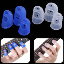 Protector de dedos de silicona para guitarra, ukelele suave, lavable, azul transparente, 4 unids/set por juego 2024 - compra barato