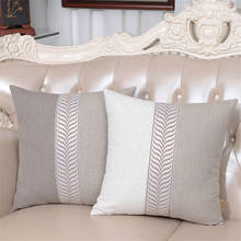 Fundas de almohada modernas para sofá, cojines de alto grado bordados de cymbidio de estilo chino, simples, grises y blancos 2024 - compra barato