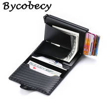 Двойной кошелек Bycobecy с RFID-защитой, бумажник для карт, многофункциональный мужской держатель с двойной защитой от кражи из углеродного волокна 2024 - купить недорого