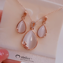 MOONROCY Rigant Rose Gold Color Opal Necklace and Earring  Jewelry Set  Waterdrop Vintage Crystal Dropshipping for Women Gift 2024 - buy cheap