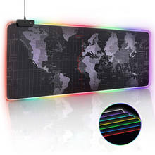 Игровой коврик RGB для мышки и клавиатуры, большой компьютерный коврик XXL со светодиодной подсветкой 2024 - купить недорого