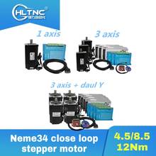 CNC Nema34 замкнутый контур 4,5 Нм 8,5 нм 12 нм шаговый двигатель + Гибридный Драйвер HBS86H + источник питания 400 Вт 60 в + плата контроллера MACH3 для ЧПУ 2024 - купить недорого