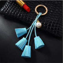 Hot selling Colorful Key Chain Bag Women AccessoriesIce Tassel Pearl Pompom Car Keychain Cute Handbag Key Ring Pandent Wholesale 2024 - buy cheap
