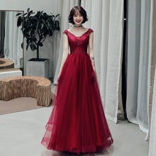 Sexy V-neck Evening Dress Robe De Soiree 2019 High Quality Grey Tulle With Applique Evening Dresses Real Photo Vestido De Festa 2024 - buy cheap