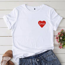 Camiseta con estampado de gráficos de amor para mujer, camiseta salvaje informal de verano, de cuello redondo de manga corta Camiseta blanca, camiseta Hipster Simple 2021 2024 - compra barato