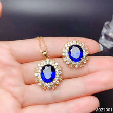 KJJEAXCMY fine jewelry natural sapphire 925 sterling silver women gemstone pendant necklace ring set support test noble 2024 - buy cheap