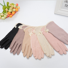 Sun protection gloves cotton summer gloves for women Dot bow women's thin female drive gloves suncreen Slip-resistant 2024 - buy cheap