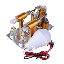 Mini Motor de aire caliente de doble cilindro, modelo educativo de electricidad, calor de vapor, Kit de juguetes educativos 2024 - compra barato