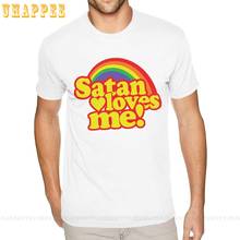 Мужская хлопковая футболка Сатана любит меня, с коротким рукавом 2024 - купить недорого