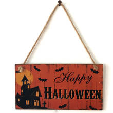 Hanging Sign Happy Halloween Wooden Door Plate Doorplate Wall Pumpkin Decoration 2024 - buy cheap