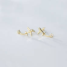MloveAcc New Fashion 925 Silver Aircraft Airplane Women Stud Earrings Sterling Silver Jewelry 2024 - buy cheap