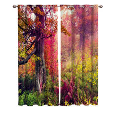 Red Forest Vegetation Grass Woodland Pink Rose  Window Curtains Scenic Curtains for Living Room Decorative Items Living Room 2024 - buy cheap