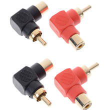 1/2 pces 90 graus rca ângulo direito conector plug adaptadores macho para fêmea m/f 90 graus cotovelo adaptador de áudio 2024 - compre barato