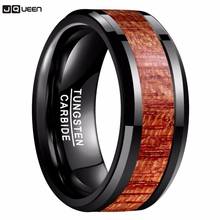 JQUEEN 10mm Brown Artichoke Wood Rings Carbide High Polished Black Color Tungsten Steel Ring For Men Wedding Party Jewelry 2024 - buy cheap