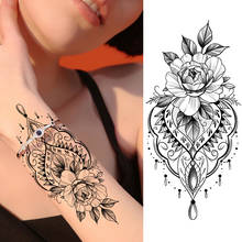 Falso tatuajes temporales como joyas pegatina negra impermeable flor calcomanía de tatuajes para mujer chica arte corporal pecho brazo tatuaje Decoración 2024 - compra barato