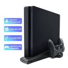 Для PS4/PS4 Slim/PS4 Pro вертикальная подставка с охлаждающим вентилятором двойной контроллер зарядное устройство зарядная станция для SONY Playstation 4 кулер 2024 - купить недорого