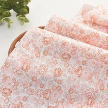 145x50cm Cotton Poplin Orange Pink Flowers Sewing Fabric, Making Shirt Children's Clothing Pajamas Dress Handmade DIY Cloth 2024 - buy cheap