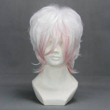 Diabolik Lovers Sakamaki Subaru Short Curly White Pink Cosplay Wig Heat Resistant Synthetic Hair Cos Wigs + Wig Cap 2024 - buy cheap