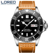 Men Automatic Self Wind Mechanical Leather Strap Sports Style LOREO Diving Series Rotatable Bezel Classic Watch Luminous Clock 2024 - buy cheap