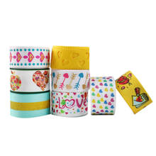 8Yards/set Valentine Hollow Heart Love Foiled Grosgrain Satin Ribbon Roll Sets For Hair Bows DIY Handmade Materials 2024 - buy cheap