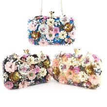 Luxury Box Bag Elegant Evening Bags Women With Pearl Flower Colorful Clutches Wedding Bride Clutch Pouch Ladies Banquet Purse 2024 - buy cheap