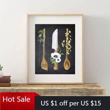 Pizarra de cocina con impresiones de pintura en lienzo, utensilios de cocina rústica, arte de pared, regalo, póster, imágenes de decoración de habitación 2024 - compra barato