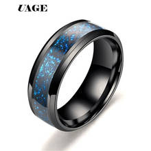 UAGE Man Ring Red Green Carbon Fiber Black Dragon Inlay Comfort Fit Stainless steel Rings for Men Wedding Band Ring 2024 - buy cheap