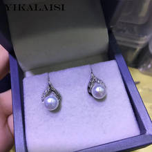 YIKALAISI-pendientes de plata esterlina 925 para mujer, joyería de perlas naturales finas 2019, aretes de tuerca de 6-7mm, venta al por mayor 2024 - compra barato