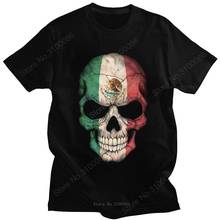 Camisetas con estampado de calavera y bandera mexicana para hombre, ropa de algodón preencogida, camisetas del orgullo de México, camisetas de cuello redondo de manga corta 2024 - compra barato