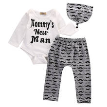 Pudcoco Newborn Baby Boy Clothes Long sleeve Print Bodysuit Tops+ Long Pants+ Hat 3PCS Outfits 0-18M 2024 - buy cheap