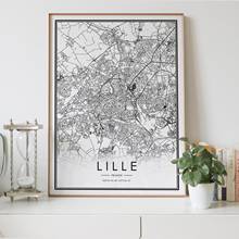 Карта города Лилля, украшение для гостиной в скандинавском стиле, холст, плакат, современный Декор для дома, Художественная печать, живопись 2024 - купить недорого
