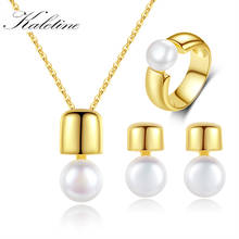 KALETINE-collar con colgantes de Plata de Ley 925 para mujer, anillo, pendientes, cadena de eslabones, conjunto de joyería de boda de oro, regalo 2024 - compra barato