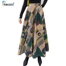 A Line Winter Skirts Women Fashion Hot Warm Design Elegant Lady Office Long Skirt Plaid Printed Elastic High Waist Skirts Long 2024 - buy cheap