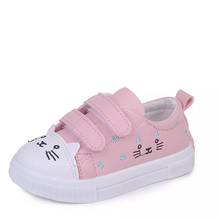 JGVIKOTO Fashion Girls White Shoes Kids Skate Shoes Children's Casual Sneakers With Cartoon Cat Embroidered Soft Sports Shoes 2024 - buy cheap