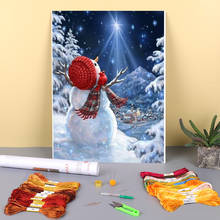 Muñeco de nieve de Navidad preimpreso, Kit de punto de cruz de 11CT, bordado, hilos DMC, costura de punto, Hobby, pintura, paquete de decoración para habitación 2024 - compra barato